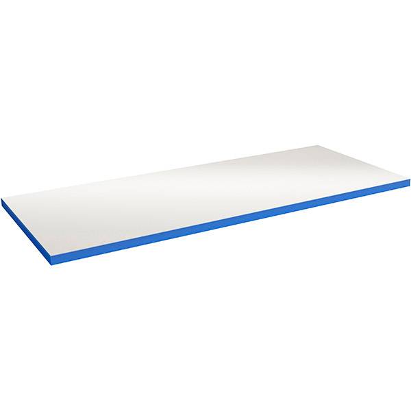 Bordplade 1200x800x40mm i lys grå HPL laminat med blå ABS kant
