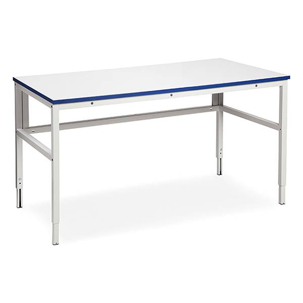 Arbejdsbord med H-stel og grå HPL bordplade 1500x800x24mm