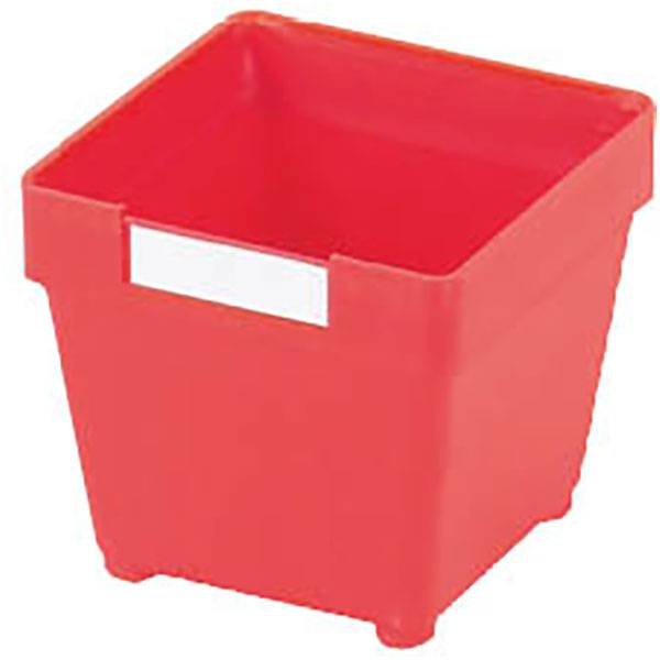 Plastkasse 75x75mm til v&aelig;rkstedsskuffe med h&oslash;jde 100mm, r&oslash;d