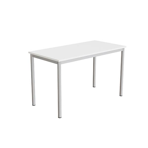 Bord Combi 120x60cm i hvid højtrykslaminat med alugråt stel, højde 72cm