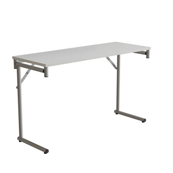 Klapbord Silhuett 120x45cm med hvid HPL bordplade, s&oslash;lv stel