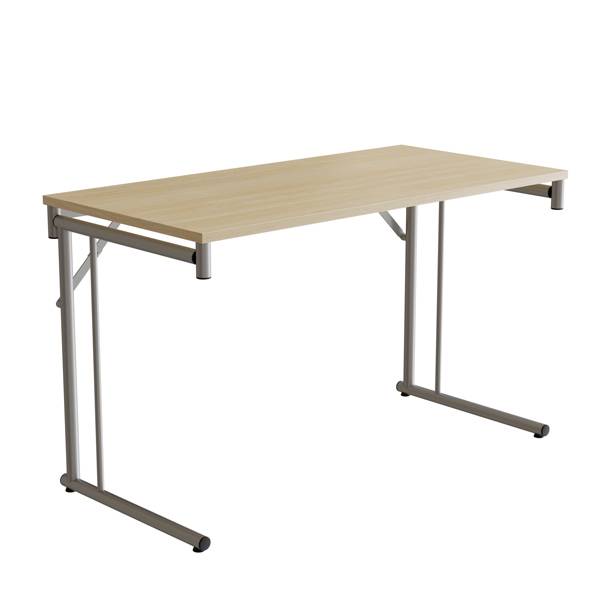 Klapbord Silhuett 120x60cm med birk HPL bordplade, s&oslash;lv stel