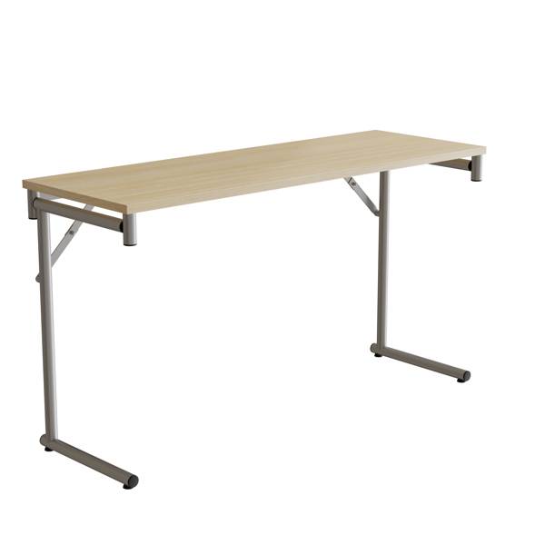 Klapbord Silhuett 130x45cm med birk HPL bordplade, s&oslash;lv stel