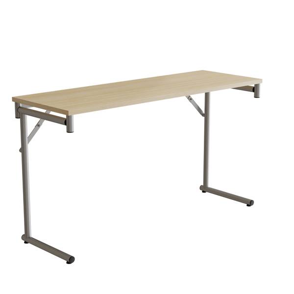 Klapbord Silhuett 130x45cm med birk HPL bordplade, s&oslash;lv stel