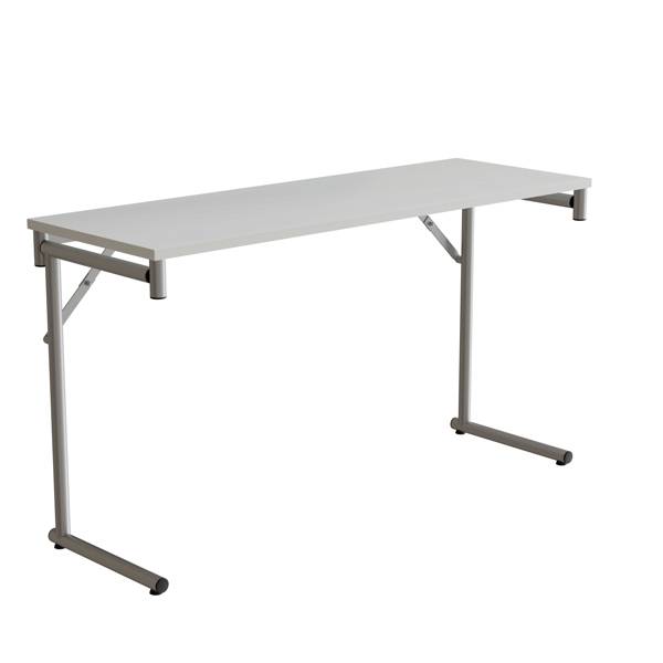 Klapbord Silhuett 130x45cm med hvid HPL bordplade, sølv stel