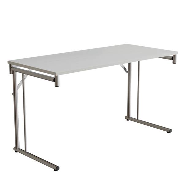 Klapbord Silhuett 130x60cm med hvid HPL bordplade, krom stel
