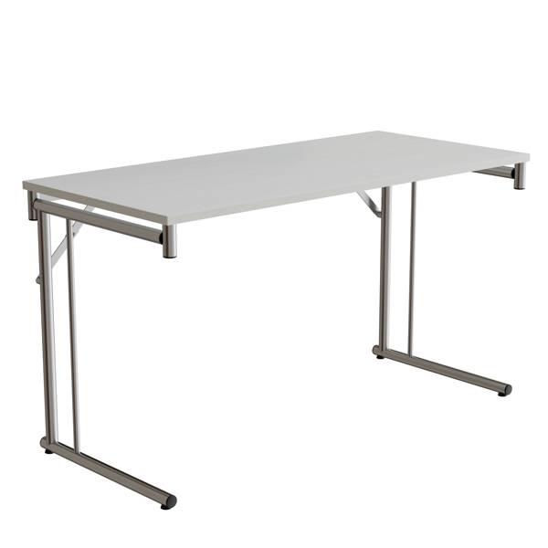Klapbord Silhuett 130x60cm med hvid HPL bordplade, krom stel
