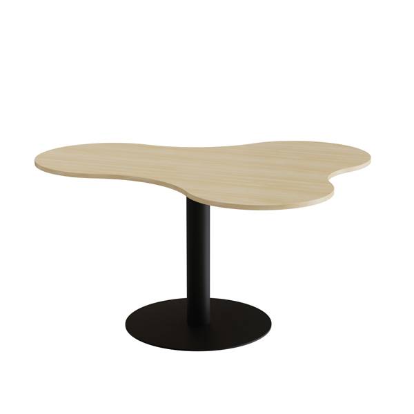 Amöba bord 120x150cm 72cm høj i birk laminat med sort stel