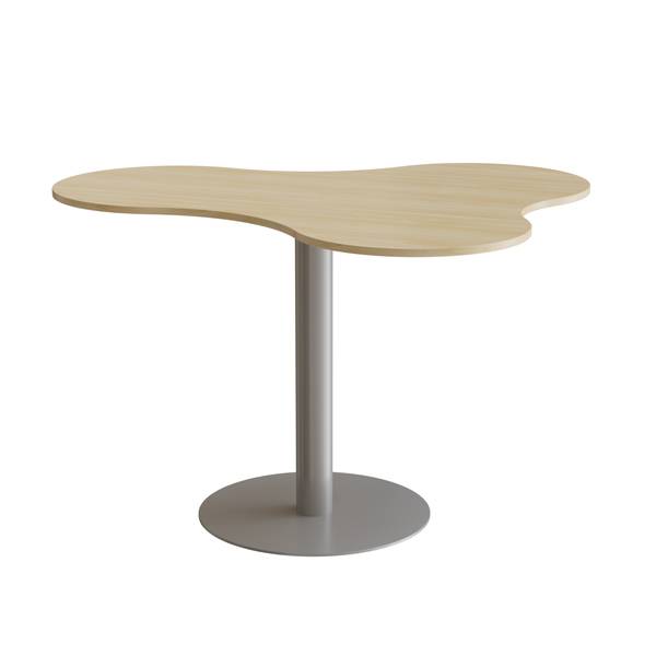 Am&ouml;ba bord 120x150cm 90cm h&oslash;j i birk laminat med alugr&aring;t stel