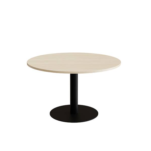 Cirkum bord Ø120cm 72cm høj i birk laminat med sort stel