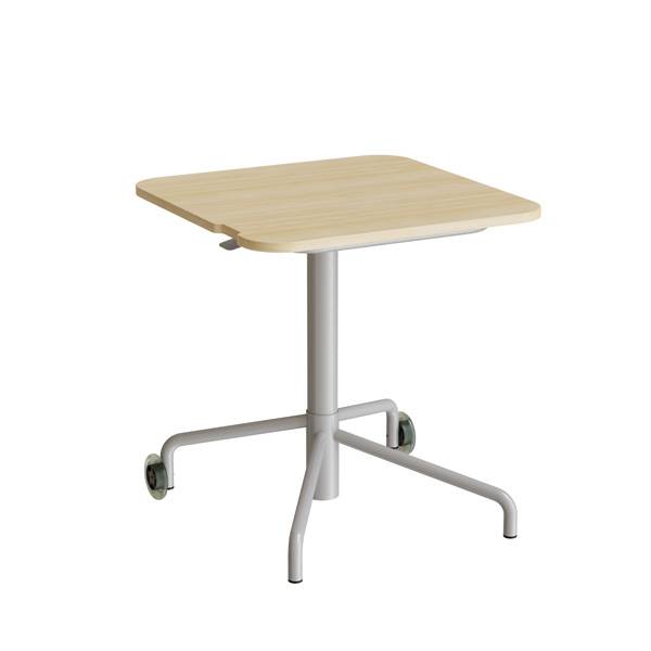 Smile bord 65x65cm i birk laminat med alugråt understel 