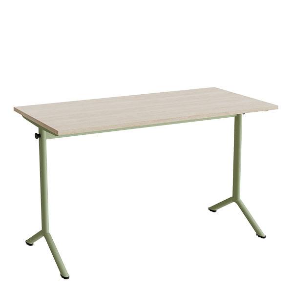 Atlas bord 120x60cm i hvidpigmenteret eg med gr&oslash;nt stel, h&oslash;jde 72cm