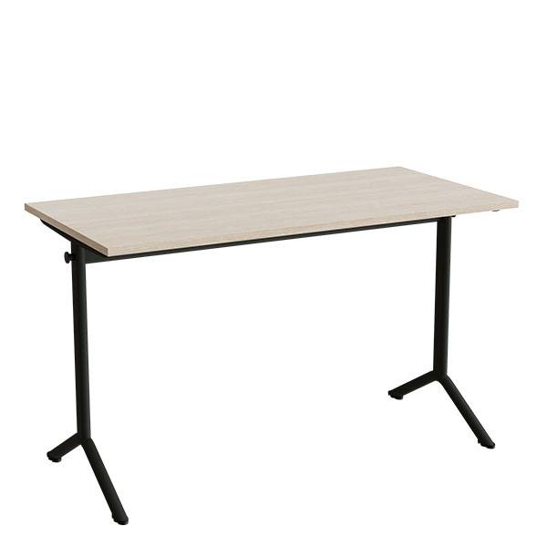 Atlas bord 120x60cm i hvidpigmenteret eg med sort stel, h&oslash;jde 72cm