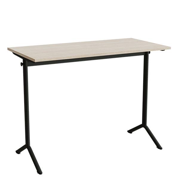 Atlas bord 120x60cm i lydd&aelig;mpende hvidpigmenteret eg med sort stel, h&oslash;jde 90cm