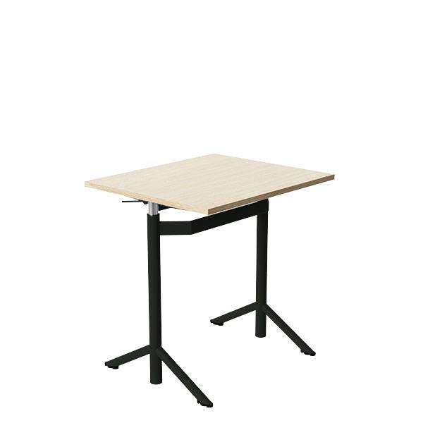 Atlas bord 70x60cm i hvidpigmenteret eg med sort stel, h&aelig;ve-s&aelig;nkbart