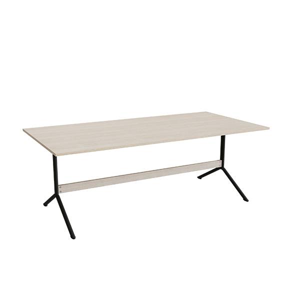 Atlas cafébord 200x100cm i eg højtrykslaminat med sort stel, højde 72cm