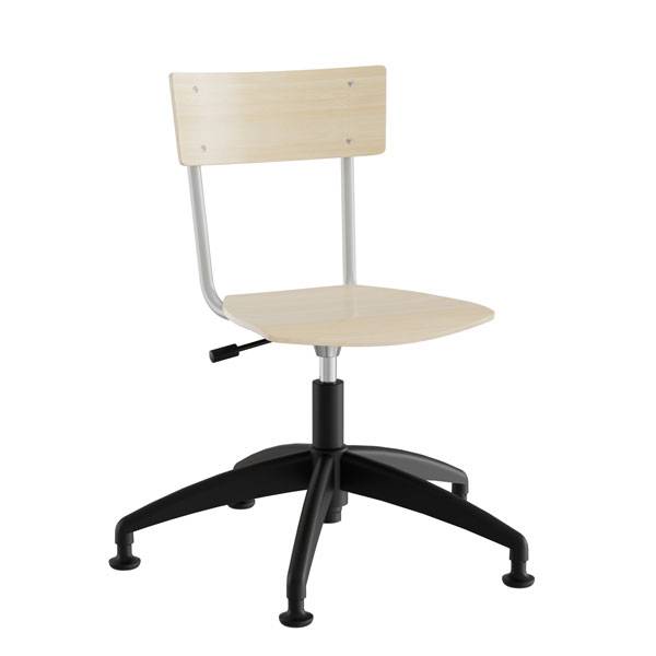 Strong 113 elevstol i birk laminat med alugr&aring;t stel og glidesko