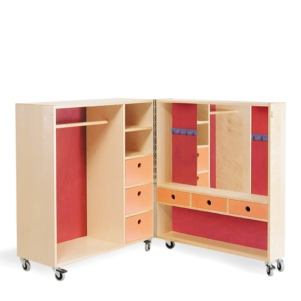 Ida mobil garderobevogn i birkefin&eacute;r med spejl, hylder og skuffer