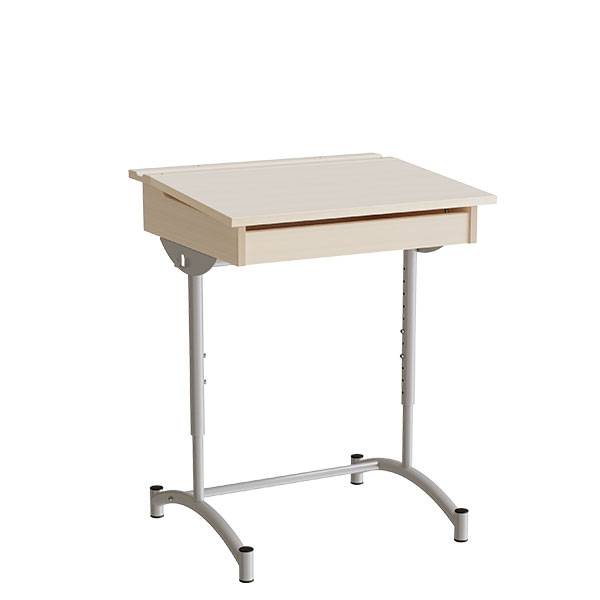 Elevbord 65x55cm i lydd&aelig;mpende birk laminat med alugr&aring;t stel, h&oslash;jde 70-90cm