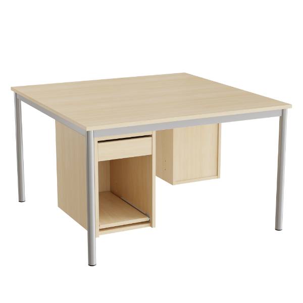 Sybord 120x120cm birk laminat med alugr&aring;t stel