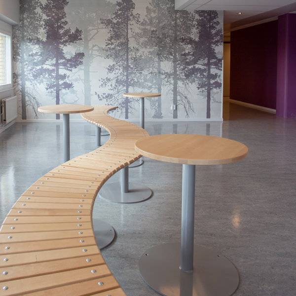 Marie bord &Oslash;100cm 72cm h&oslash;j i massiv birk med alugr&aring;t stel