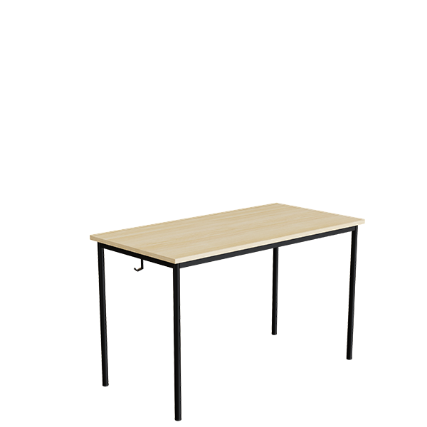 Elevbord 120x60cm i birk h&oslash;jtrykslaminat med sort stel, h&oslash;jde 72cm