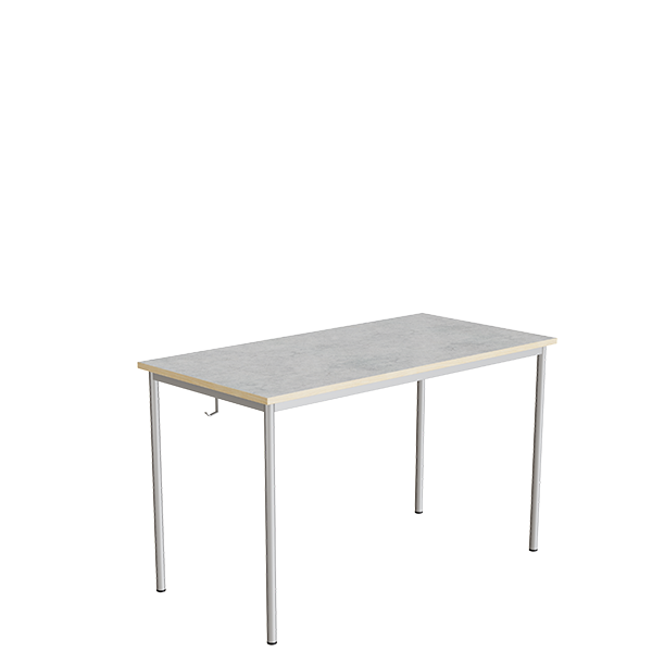 Elevbord 120x60cm i lys grå linoleum med alugråt stel, højde 72cm