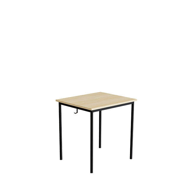 Elevbord 70x60cm i lydd&aelig;mpende birk laminat med sort stel, h&oslash;jde 72cm