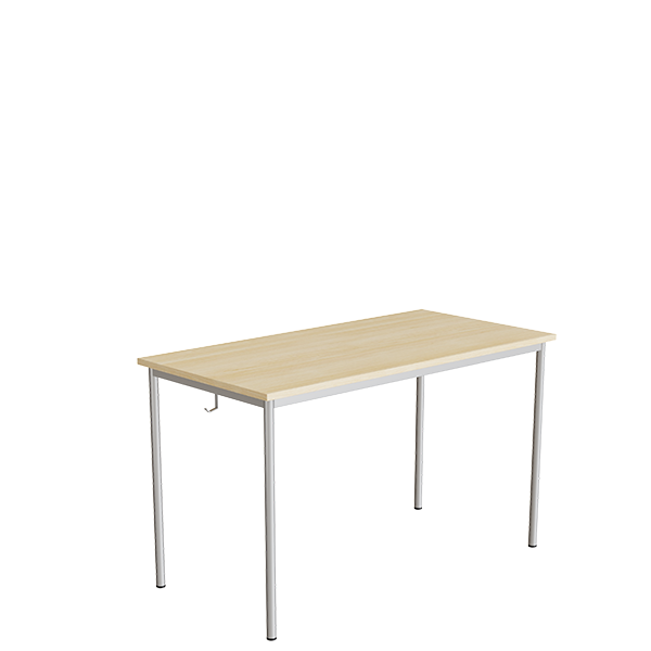 Elevbord 120x60cm i lydd&aelig;mpende birk laminat med alugr&aring;t stel, h&oslash;jde 72cm