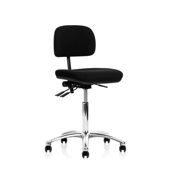 Arbejdsstol Industry medium med lav ryg og let rullende hjul i sort stof