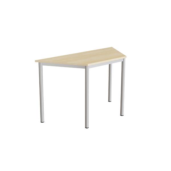 Office skrivebord trapezformet 120/60x52cm h&oslash;jde 72cm birk laminat, alugr&aring;t stel