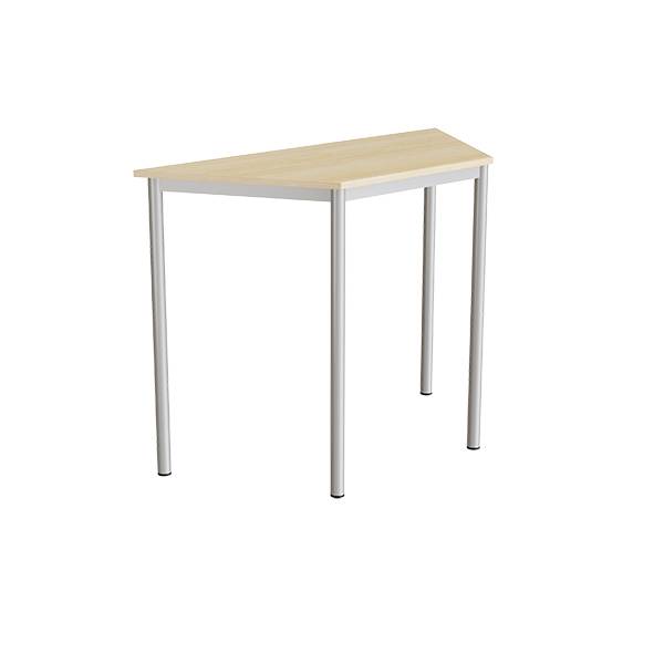 Office skrivebord trapezformet 120/60x52cm højde 90cm birk laminat, alugråt stel