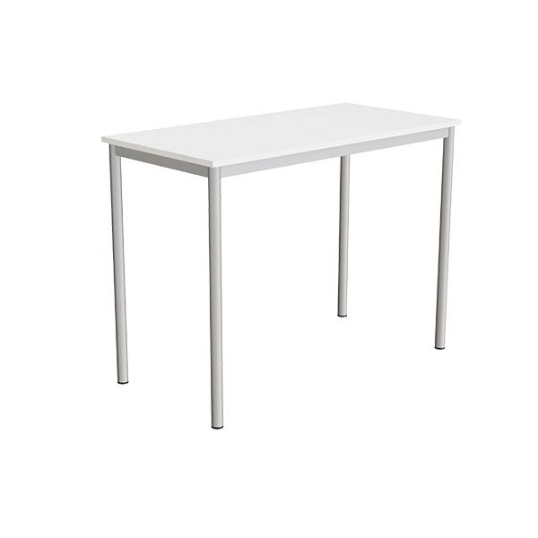 Bord Combi 120x60cm i hvid h&oslash;jtrykslaminat med alugr&aring;t stel, h&oslash;jde 90cm