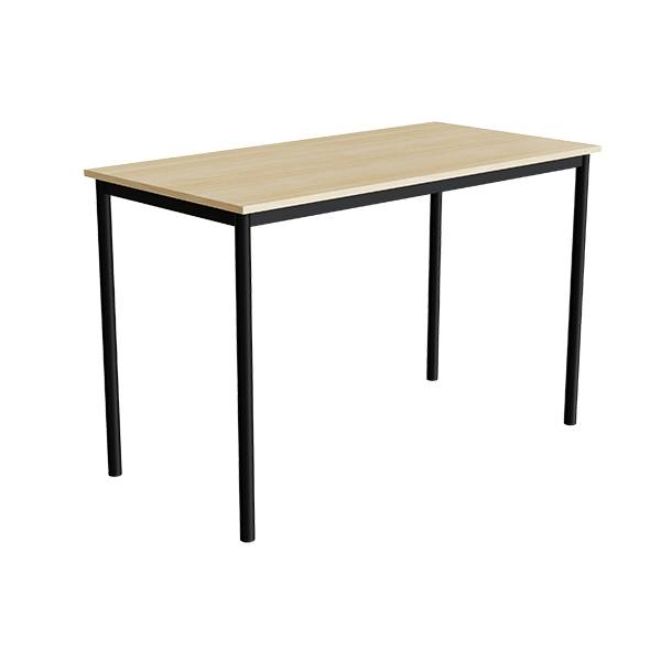 Elevbord 140x70cm i birk h&oslash;jtrykslaminat med sort stel, h&oslash;jde 90cm