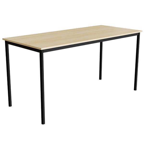 Office skrivebord 180x80cm højde 90cm birk laminat, sort stel