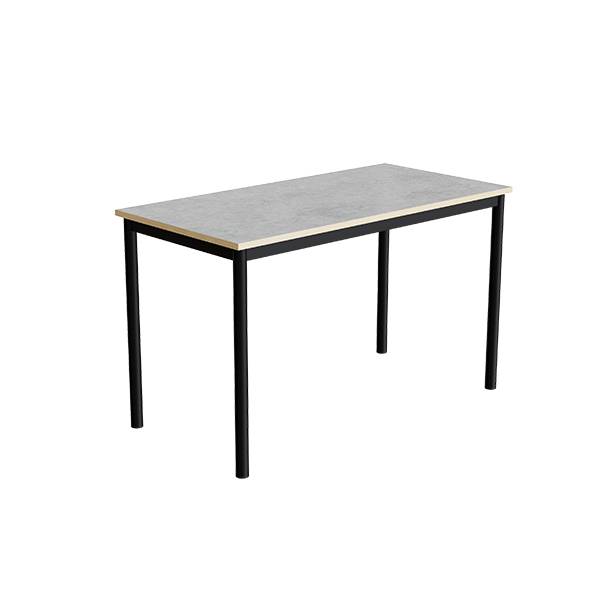 Bord Combi 120x60cm i lys gr&aring; linoleum med sort stel, h&oslash;jde 72cm