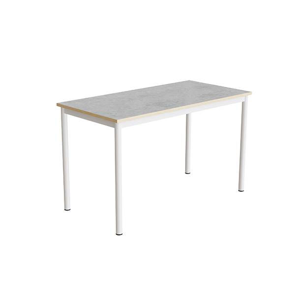Bord Combi 120x60cm i lys gr&aring; linoleum med hvidt stel, h&oslash;jde 72cm