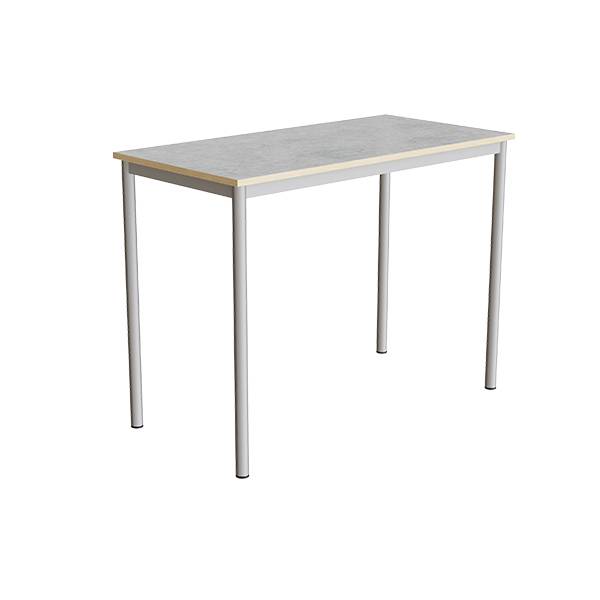 Bord Combi 120x60cm i lys gr&aring; linoleum med alugr&aring;t stel, h&oslash;jde 90cm