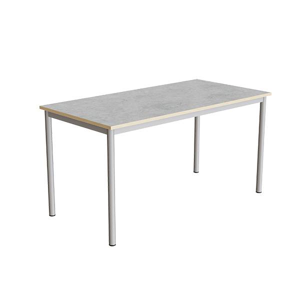 Elevbord 140x70cm i lys gr&aring; linoleum med alugr&aring;t stel, h&oslash;jde 72cm