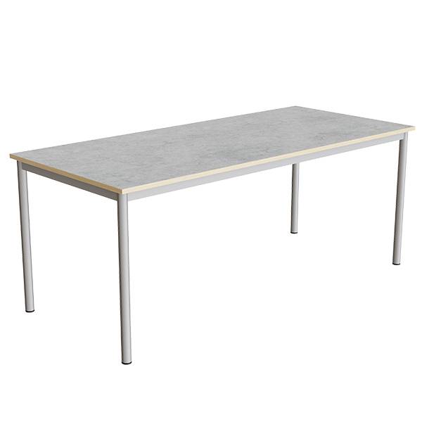 Office skrivebord 180x80cm h&oslash;jde 72cm lys gr&aring; linoleum, alugr&aring;t stel