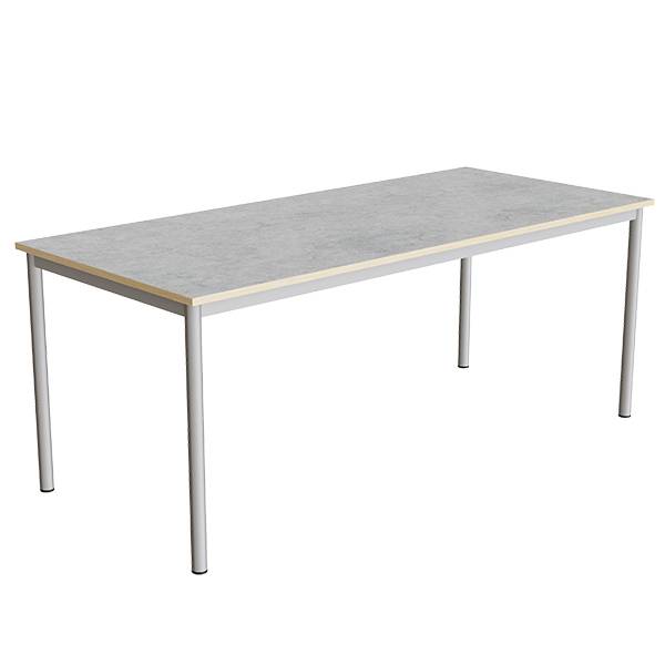 Office skrivebord 180x80cm h&oslash;jde 72cm lys gr&aring; linoleum, alugr&aring;t stel