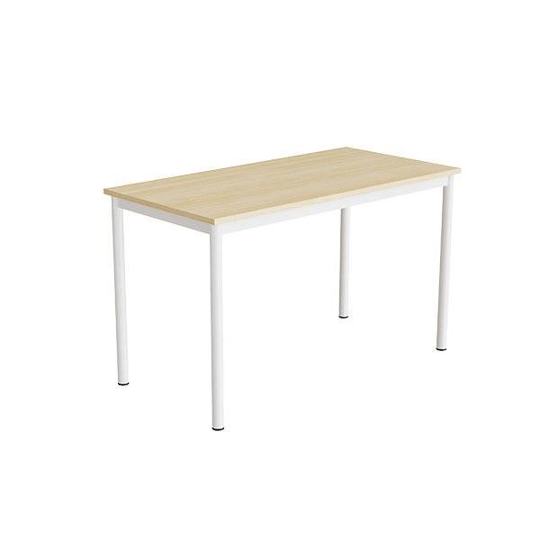 Bord Combi 120x60cm i lydd&aelig;mpende birk laminat med hvidt stel, h&oslash;jde 72cm