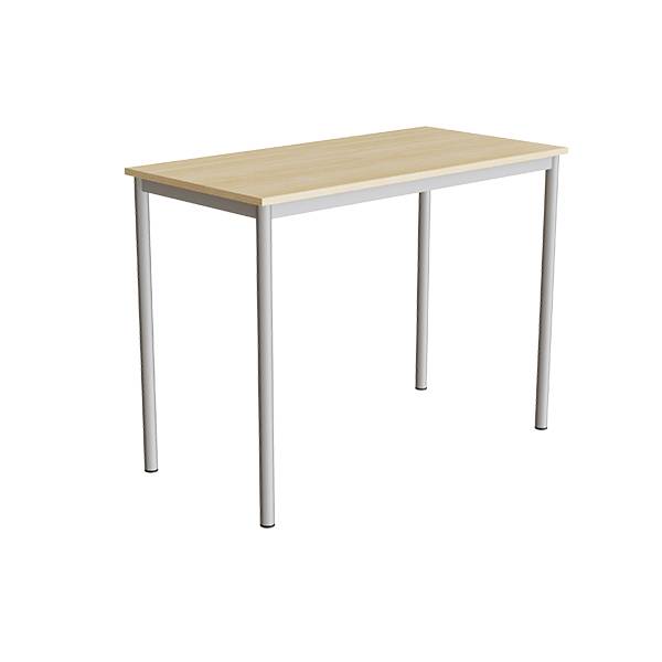 Bord Combi 120x60cm i lydd&aelig;mpende birk laminat med alugr&aring;t stel, h&oslash;jde 90cm