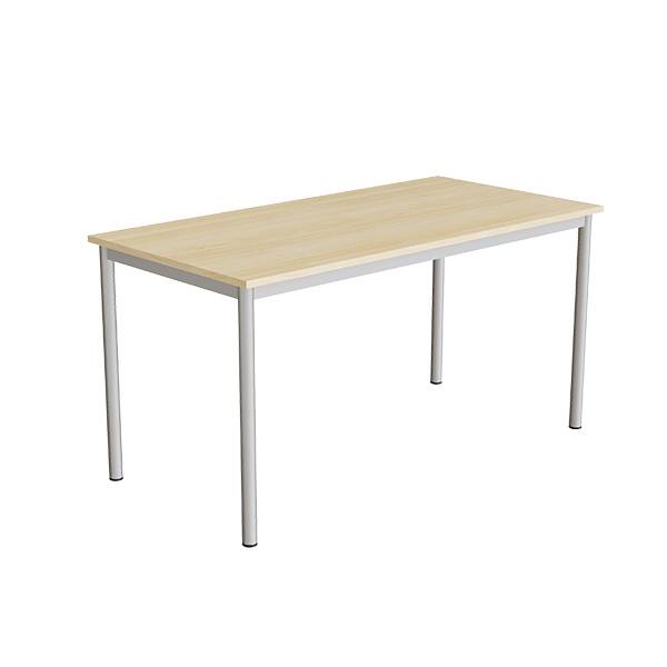 Elevbord 140x70cm i lydd&aelig;mpende birk h&oslash;jtrykslaminat med alugr&aring;t stel, h&oslash;jde 72cm