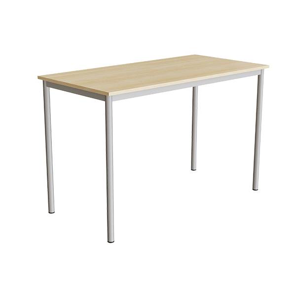 Elevbord 140x70cm i lydd&aelig;mpende birk h&oslash;jtrykslaminat med alugr&aring;t stel, h&oslash;jde 90cm