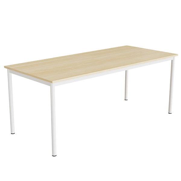 Office skrivebord 180x80cm h&oslash;jde 72cm lydd&aelig;mpende birk laminat, hvidt stel