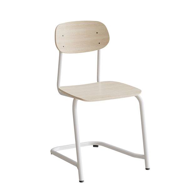 Atlas elevstol fritsving hvidpigmenteret egelaminat med hvidt stel