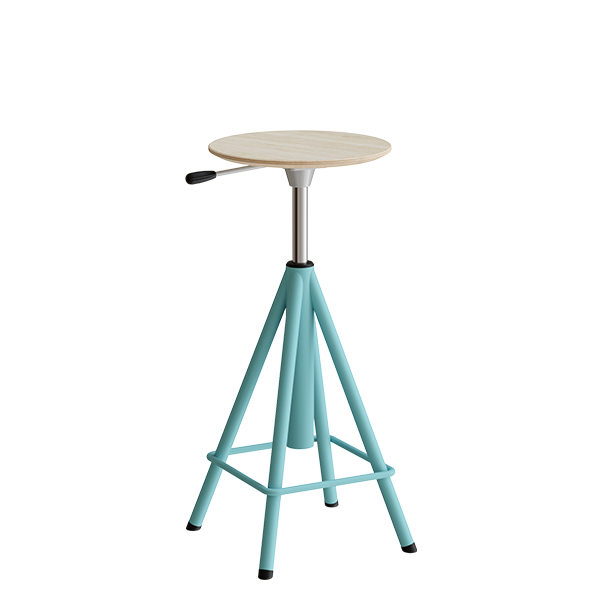 Atlas taburet 600-720mm med gascylinder egelaminat, turkis ben