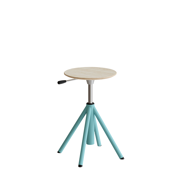 Atlas taburet 430-550mm med gascylinder egelaminat, turkis ben