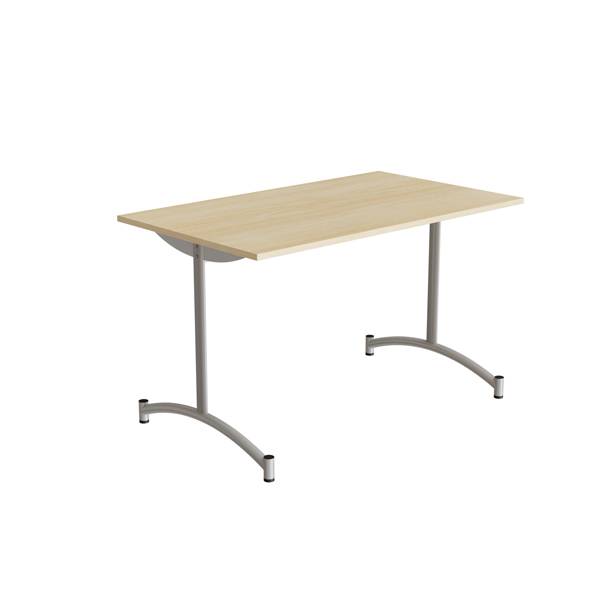 Zeb kantinebord 120x70cm med birk laminat og alugråt stel, højde 72cm